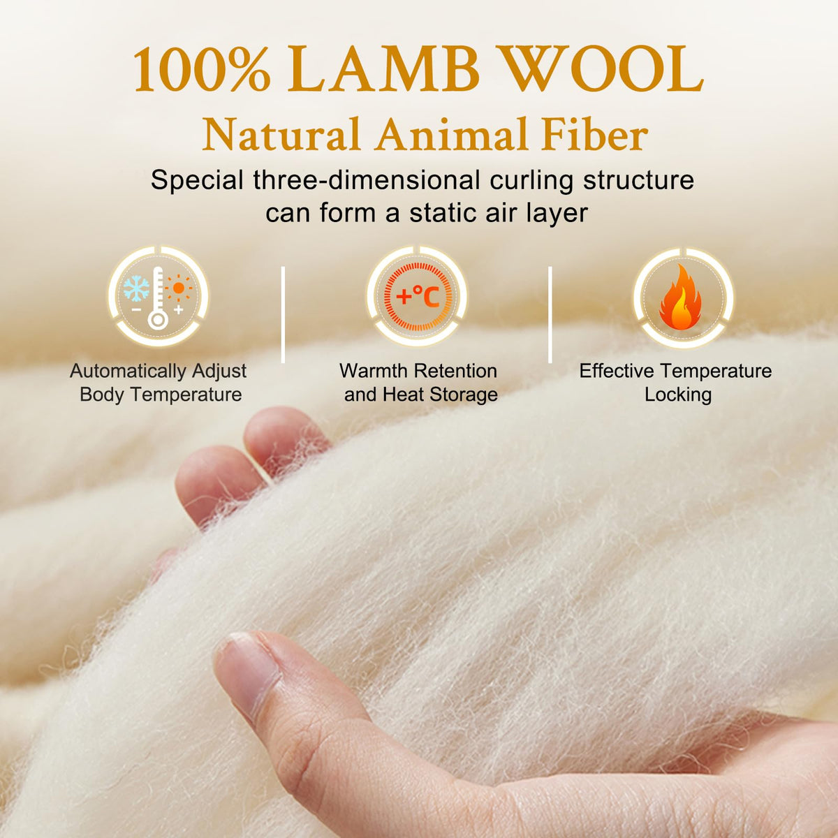 Luxurious All Season Wool Comforter, 100% Natural Australian Lamb Wool Filling, Natural Comforter Duvet