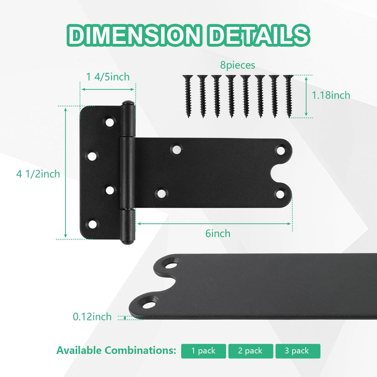 6" Gate Hinges, 280 Lbs Capacity, Matte Black, 4 Pack Heavy Duty Hinge