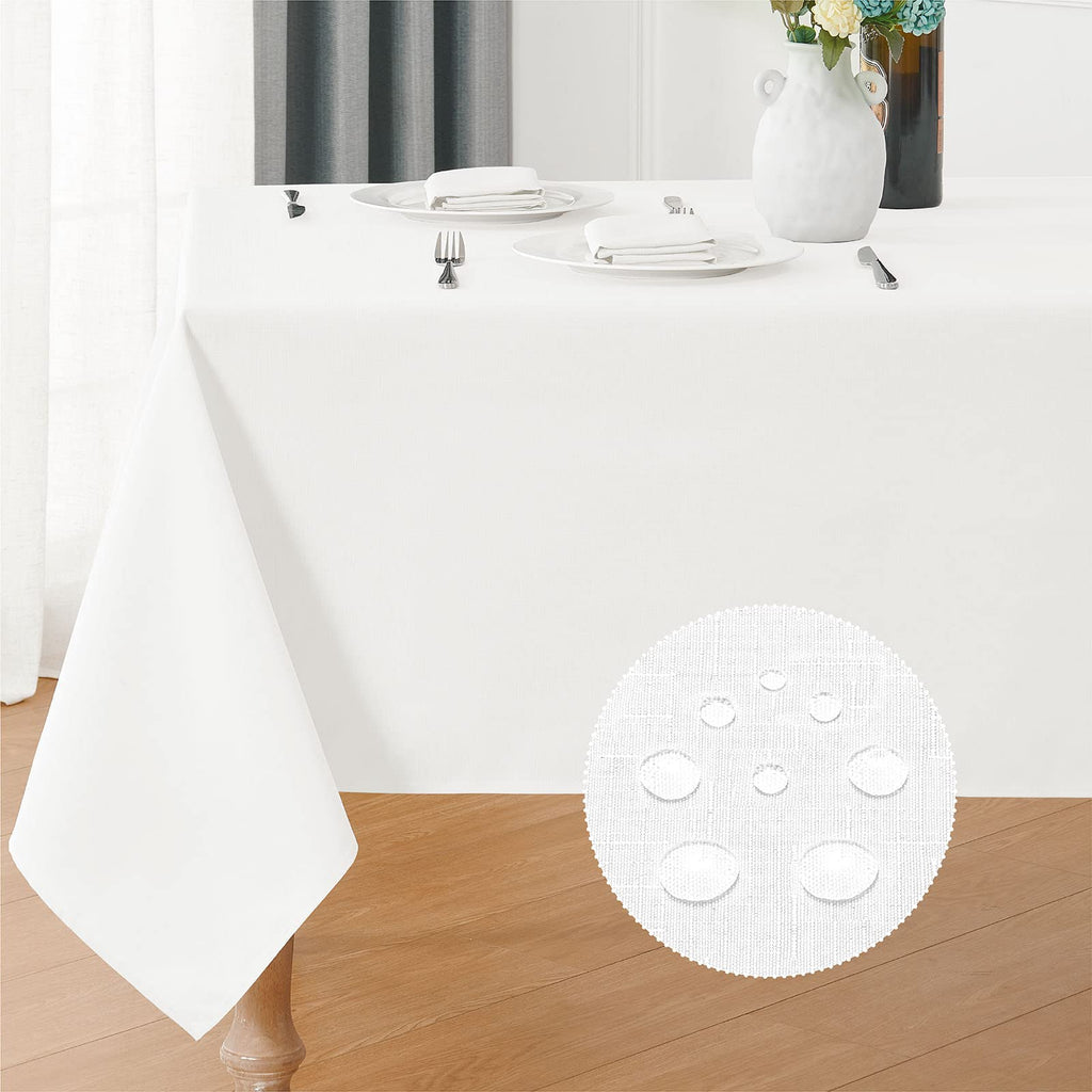 Rectangle 8 Feet Tablecloth 60x120 inch Linen Textured Table Cloth Stain and Wrinkle Resistant Washable Polyester
