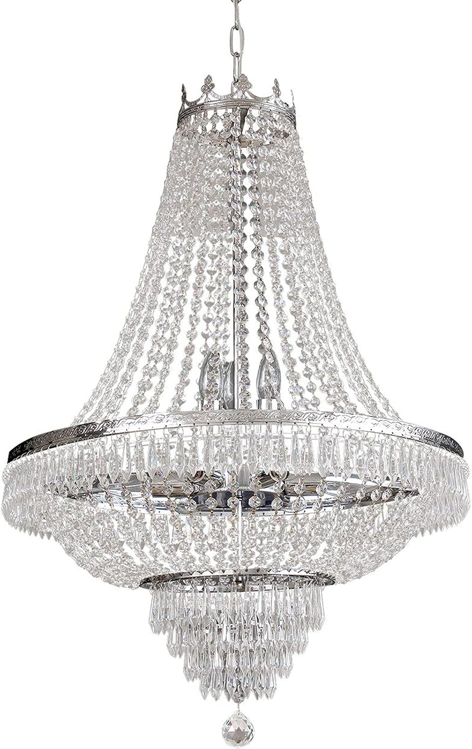 9-Light E12 French Empire Crystal Chandelier Lighting for Dining and Entry