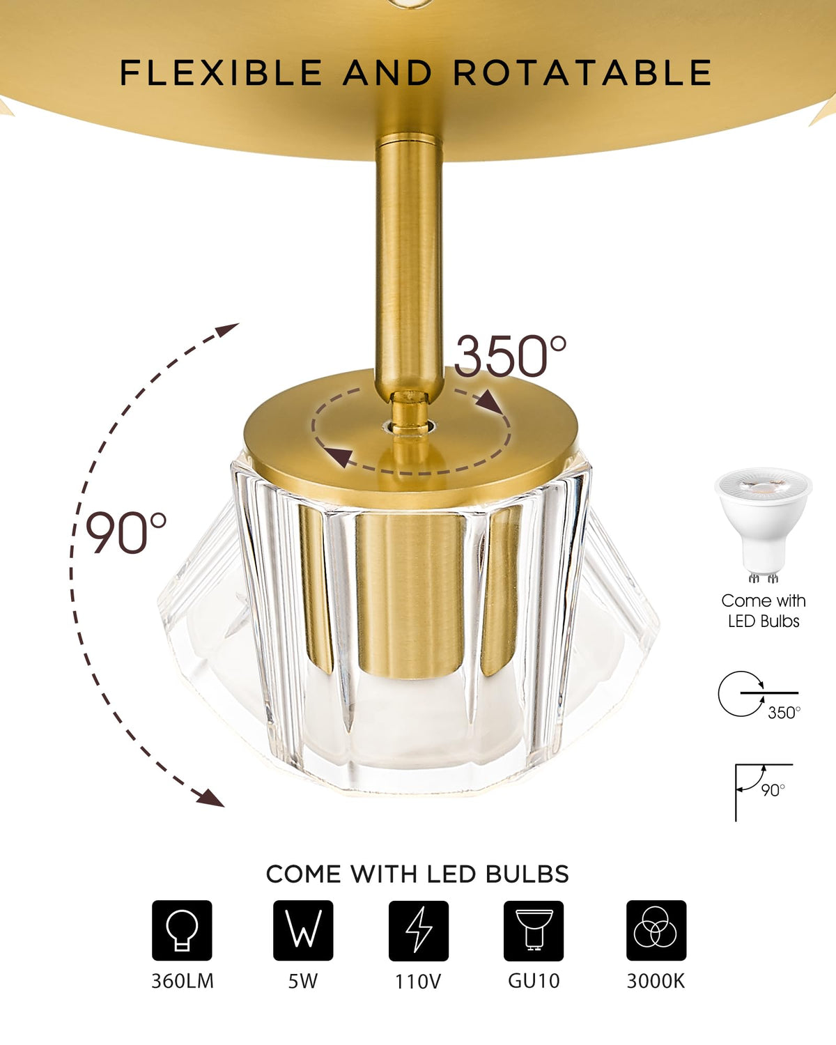 Round LED Track Lighting, 3000K Bulbs Included