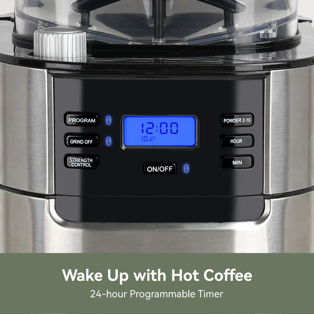 All In One 10-Cup Grind & Brew Coffee Maker with Built-In Burr Grinder
