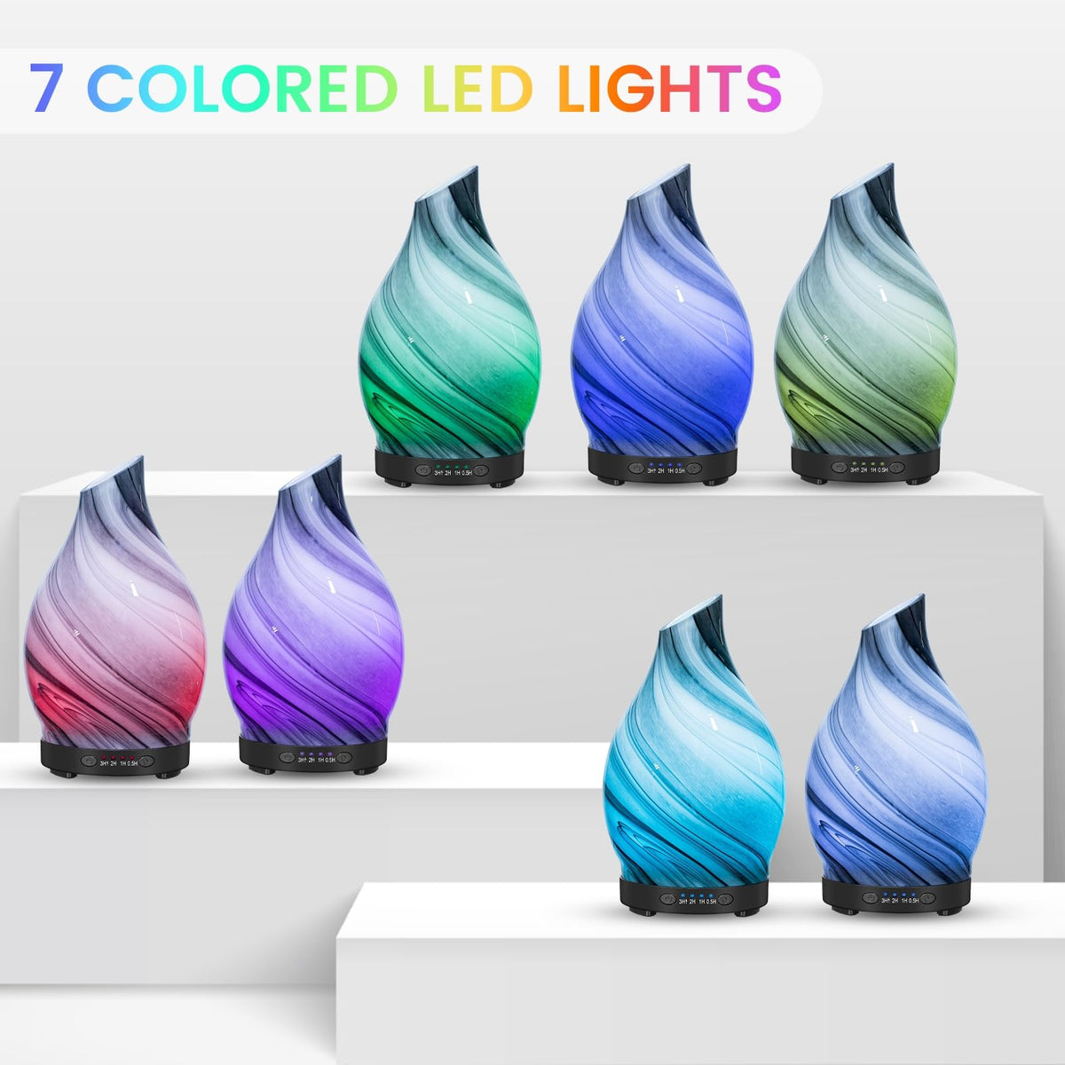 Glass Essential Oil Diffuser - 7 Color Lights