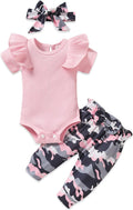 Preemie Newborn Baby Girls Clothes Ribbed Romper Bodysuit Pants Set Ruffle Spring Summer Outfits