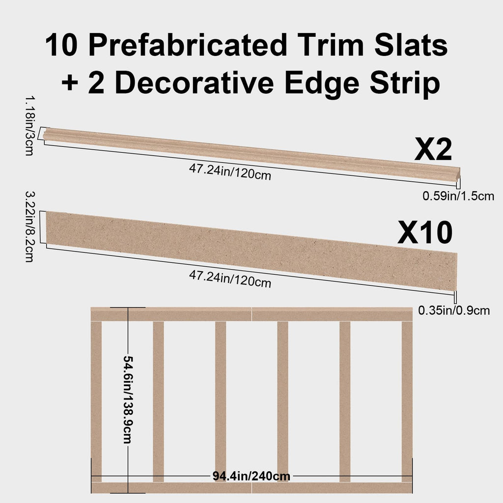 Premade Board and Batten Wainscoting Kit, Paintable MDF Accent Wall Panels with Molding Trim, DIY Wall Paneling Kit