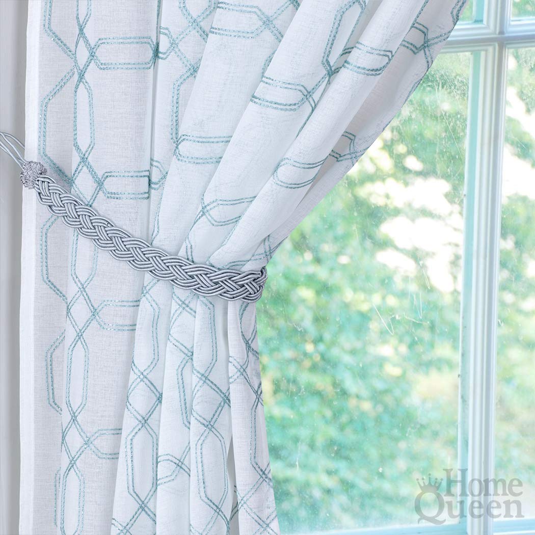 Handwoven Rope Curtain Tiebacks for Drapes, 6 Pack Rope Holdbacks with Hooks, 23 Inch Long Polyester and Cotton