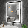 24"X32" LED Bathroom Mirror with Black Frame, Front Lit and Backlit