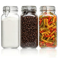 Large Square Glass Jars with Airtight Lids 78 oz 3 Pack Wide Mouth