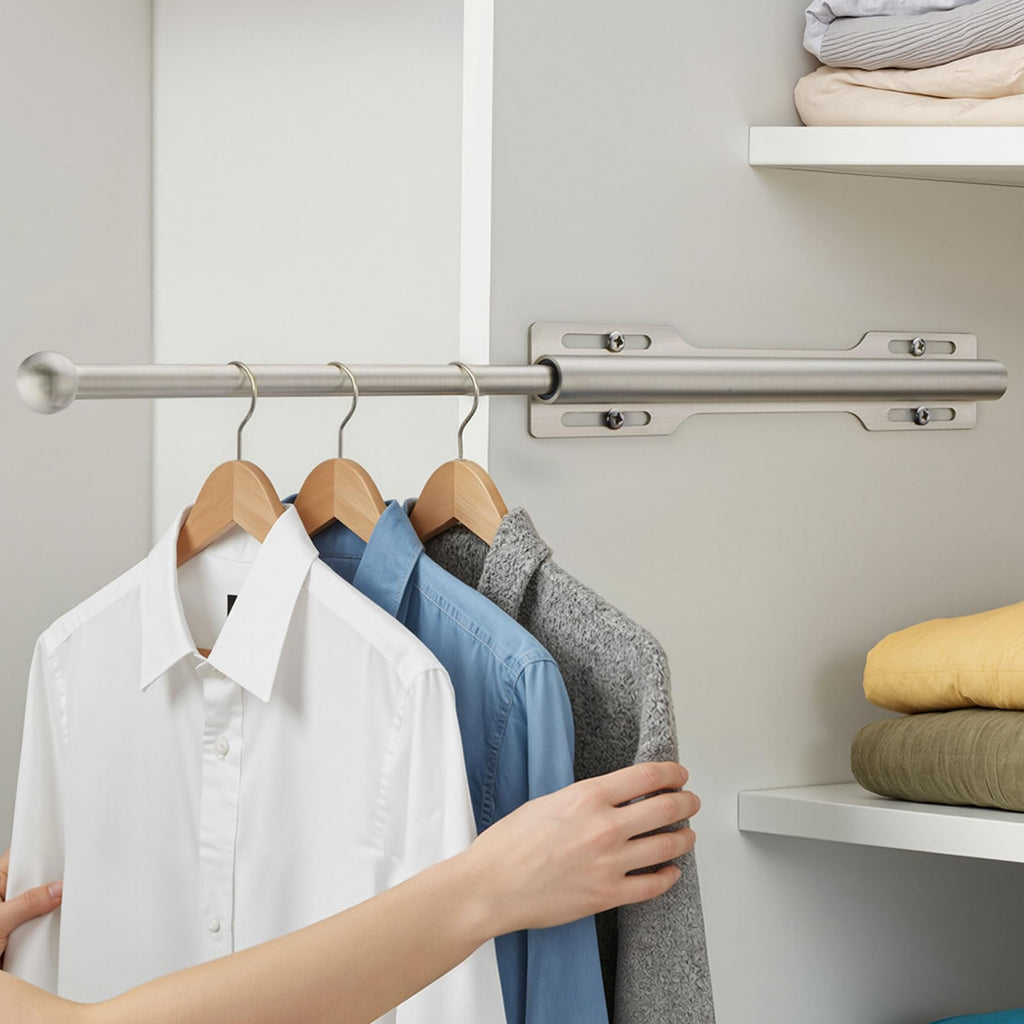 Valet Rod for Closet Pull Out, Rod Laundry Room Bathroom, Nickel