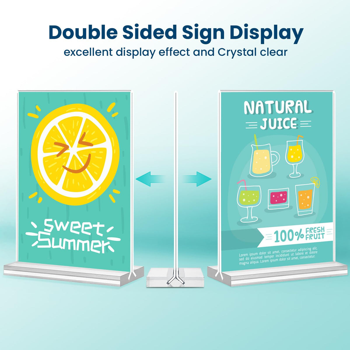 Acrylic Sign Holder, 5x7, 15 Pack Vertical Clear Table Menu Display, Double Sided, Plastic Stand, Suitable for