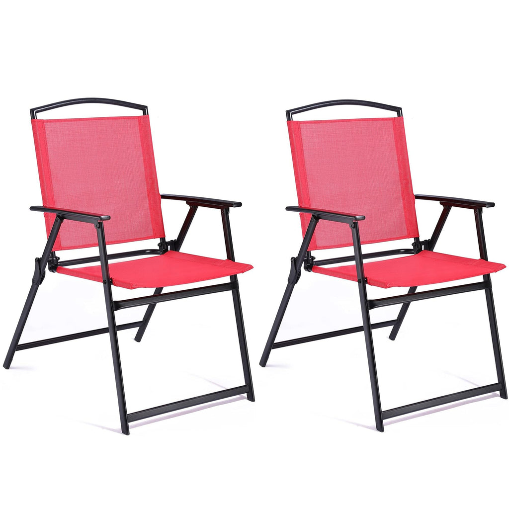 Outdoor Folding Patio Dining Chairs Set of 2 With Armrest Heavy-Duty Lightweight Protable Foldable Patio Sling Chair