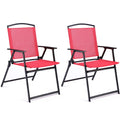 Outdoor Folding Patio Dining Chairs Set of 2 With Armrest Heavy-Duty Lightweight Protable Foldable Patio Sling Chair