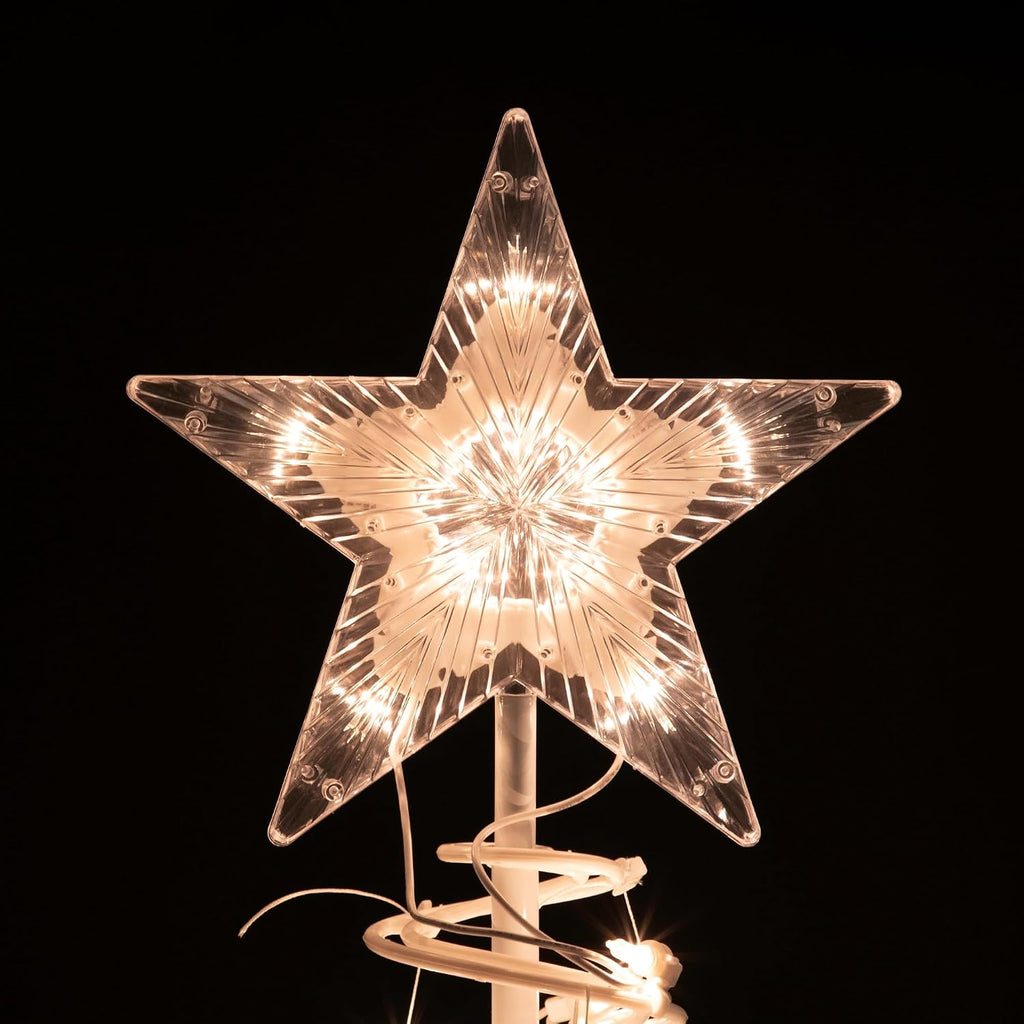 Pre-Lit Spiral Outdoor Christmas Tree with Star Tree Topper - 6' - Clear Lights