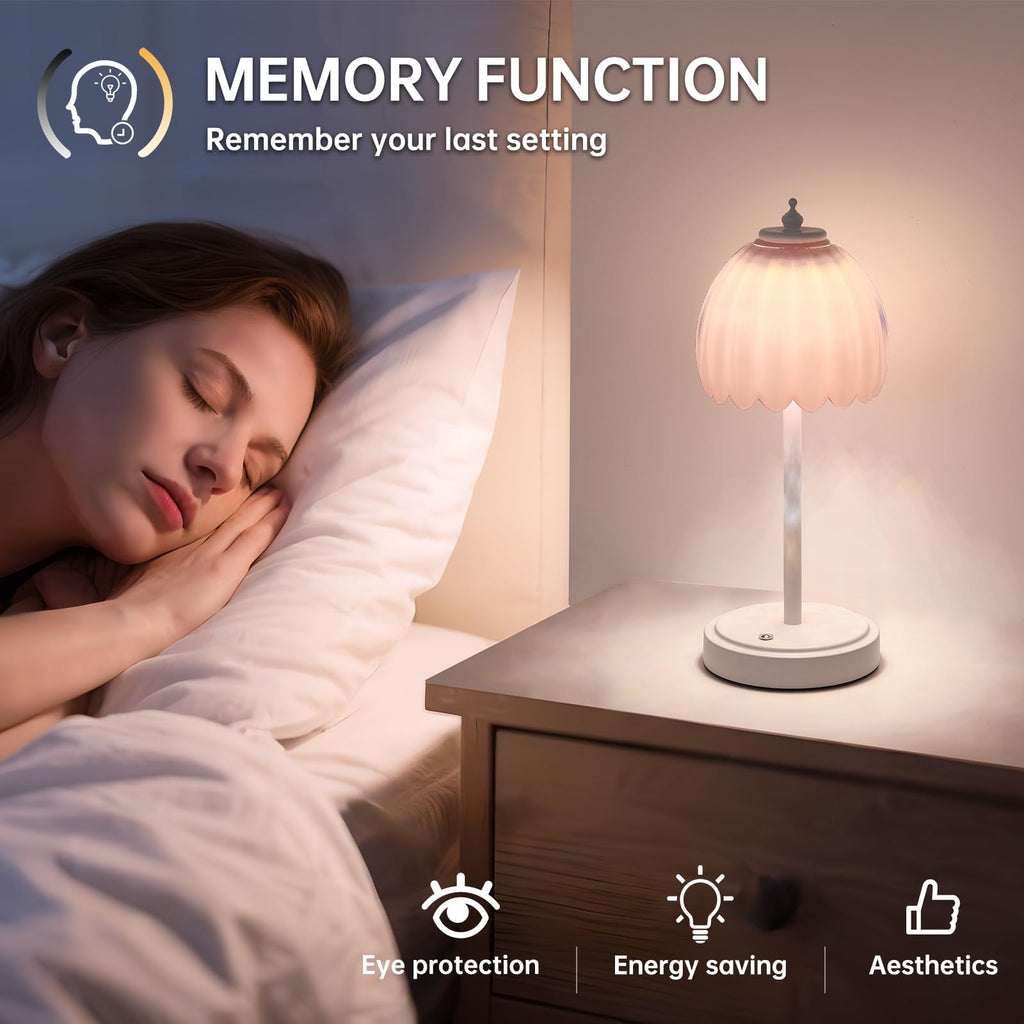 Rechargeable Table Lamp with 5200mAh Battery & Touch Control - 3 Adjustable Color Temperatures, Cordless Dimmable
