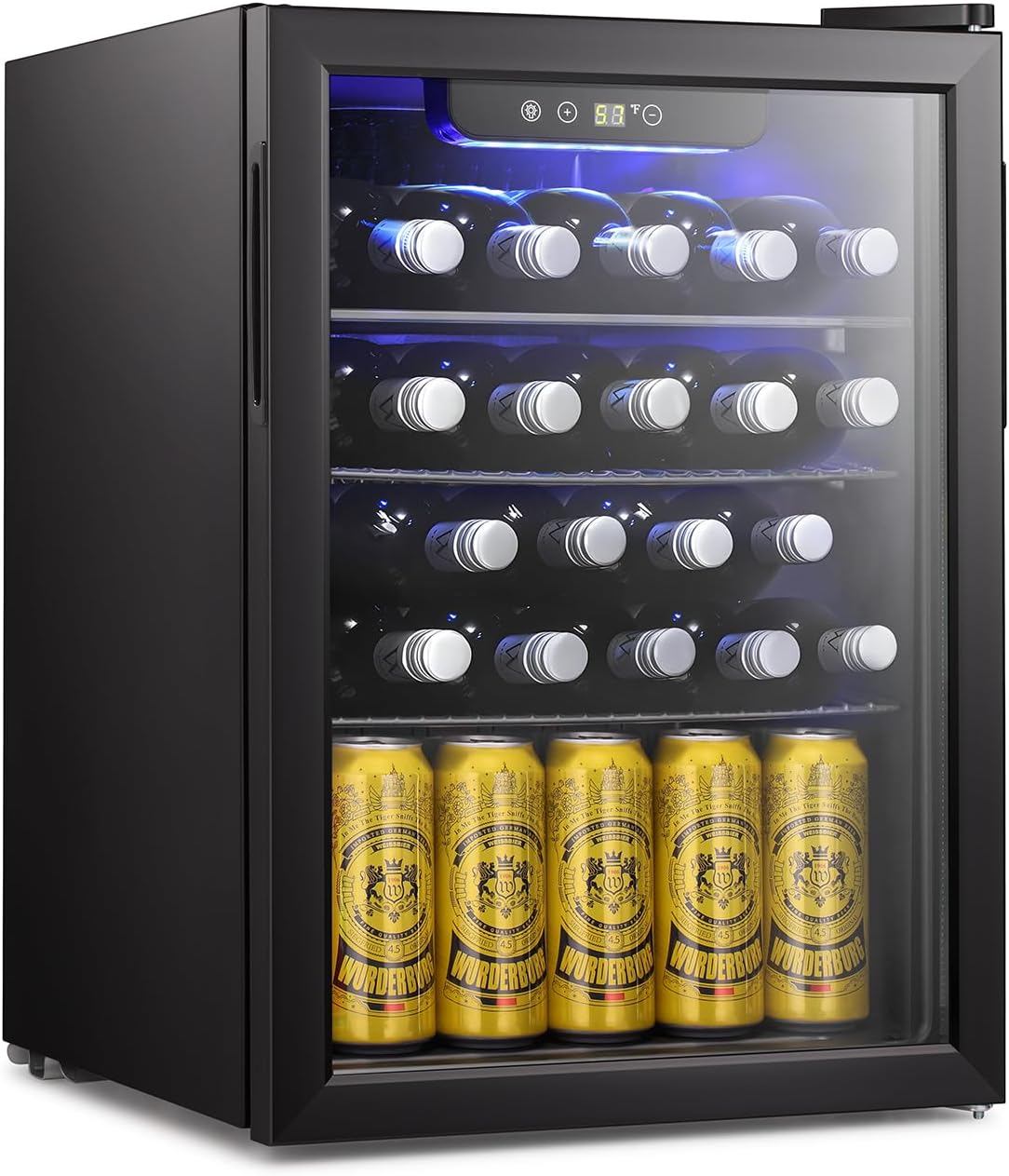 16 Bottle Wine Cooler/Cabinet Beverage Refrigerator Small Mini Wine Cellar Beer Soda Clear Glass Door Bar Fridge Quiet
