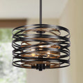 12.6'' Farmhouse Chandeliers, 3-Light Industrial Metal Hanging Light Fixture, Rustic Drum Pendant Light Kitchen