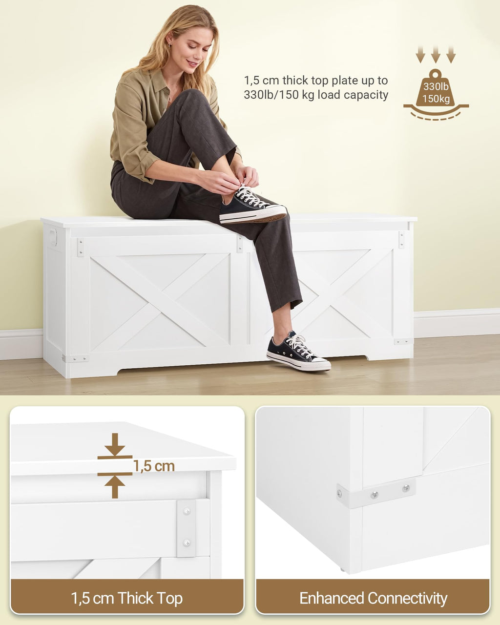 47" Modern Farmhouse Storage Chest and Bench | 59 Gal