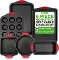 Pans Set - 6 Piece Bakeware with Nonstick Carbon Steel for Easy Release and Cleanup, Durable and Versatile Design