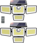 4500LM Solar Lights Outdoor, 4 Adjustable Heads Motion Sensor Lights, 3 Modes, 6500K, IP65 Waterproof Solar Security