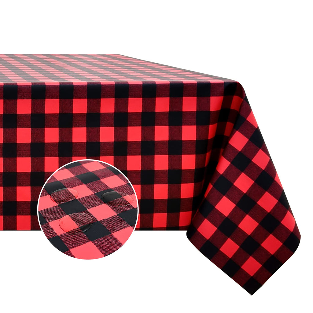 Gingham Vinyl Tablecloth, Rectangle 52 x 70, Black and Red