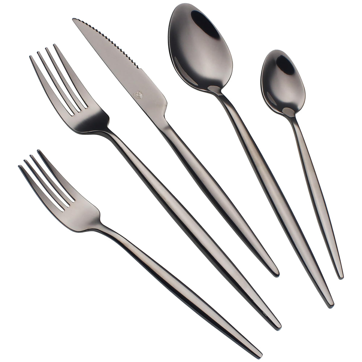 20 Piece Luxury Silverware Set for 4 Black Mirror-Polished 18/10 Stainless Steel Heavy Flatware Set Modern Cutlery