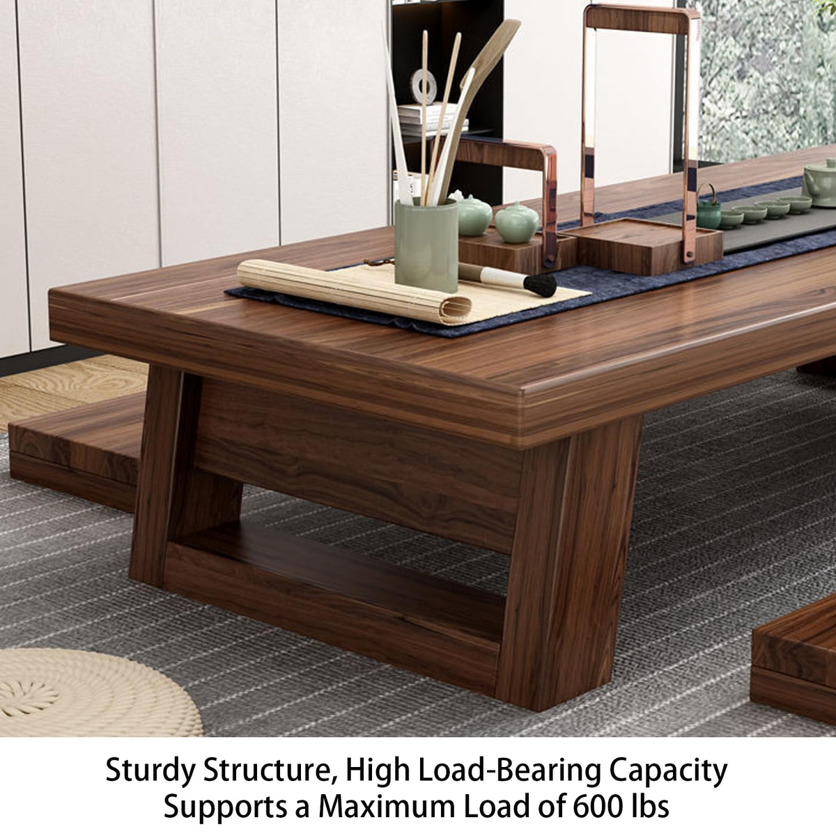 Solid Wood Japanese Floor Table Japanese Low Table Low-Profile Design Ideal for Tatami Seating Bedrooms and Tea