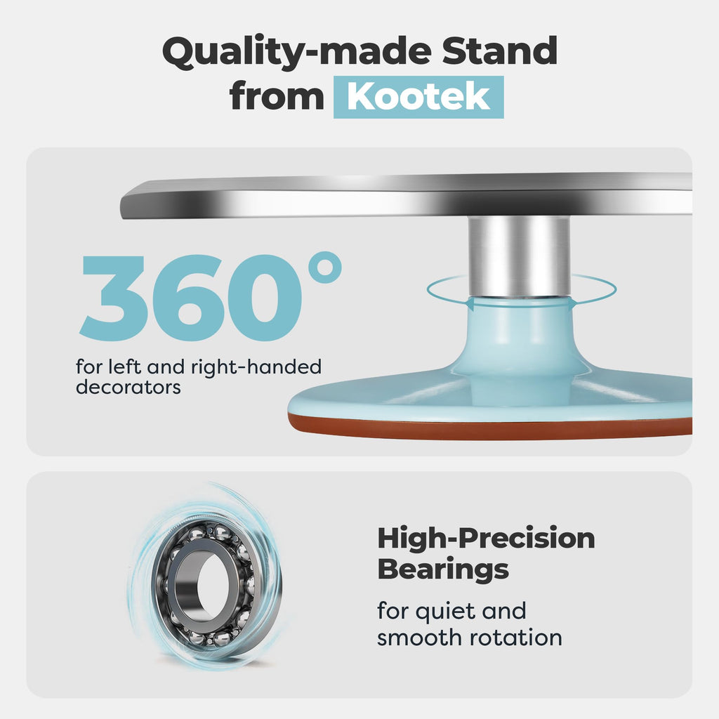12" Blue Aluminum Alloy Cake Turntable, Cake Stand for Decorating