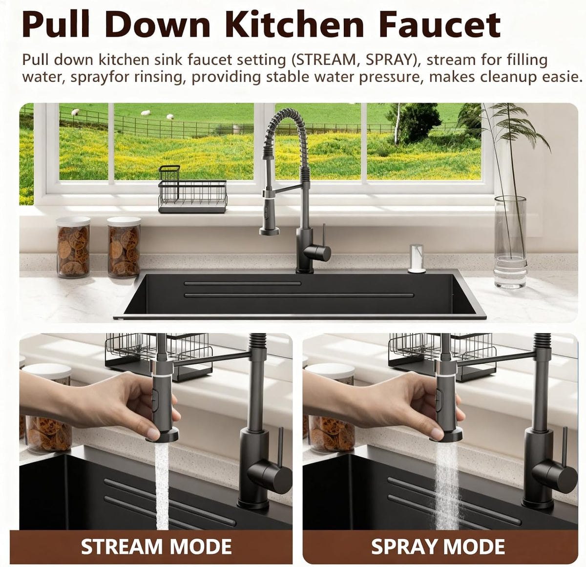 Black Drop Sink: 30in Stainless Steel single bowl Workstation | 8.68 Spacious Single Basin Speeds Up Post Feast
