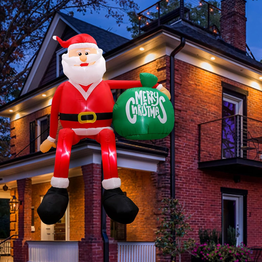 8FT Christmas Inflatables Outdoor Decorations, Climbing Santa Christmas Inflatable Christmas Yard Decorations with