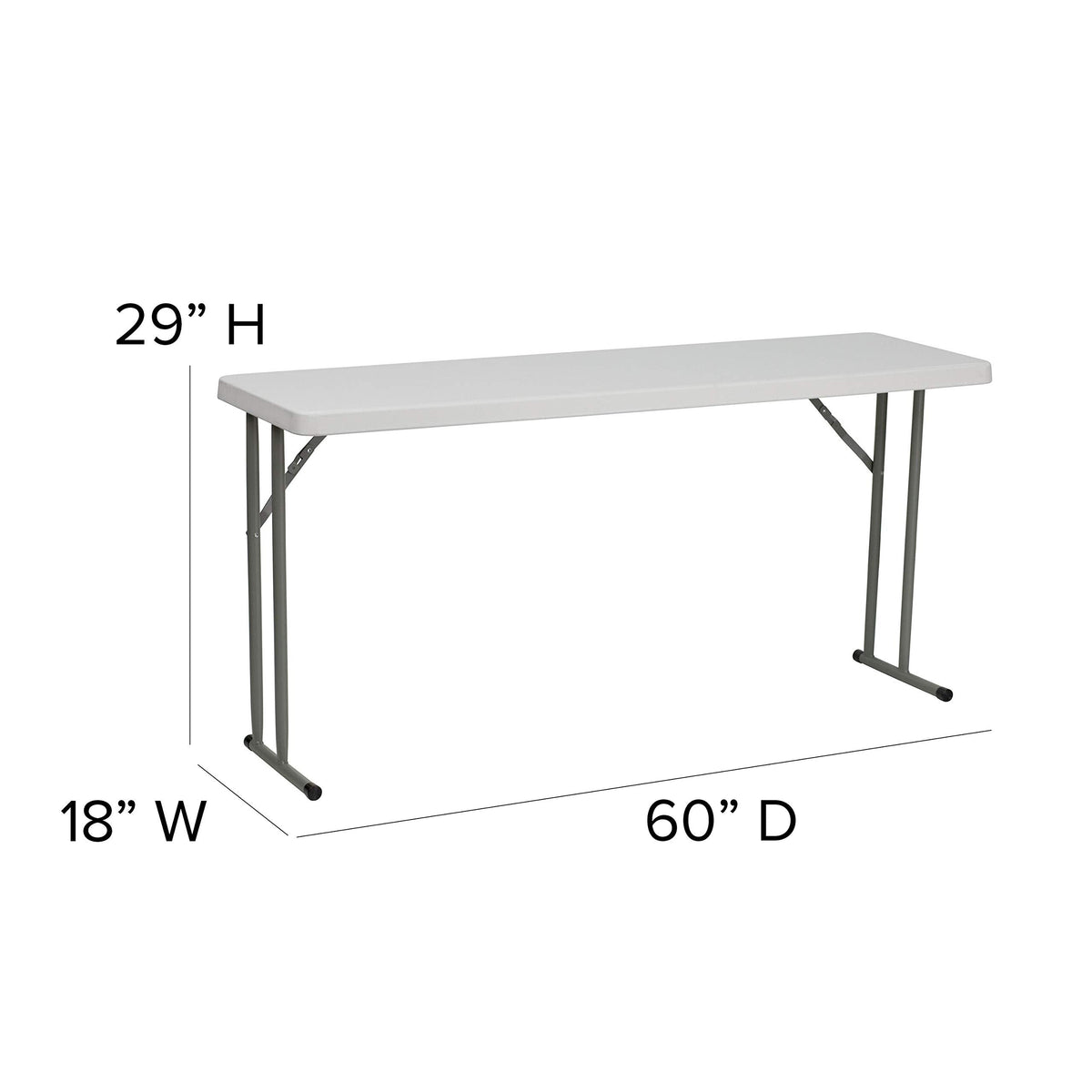 5' White Rectangular Plastic Folding Table
