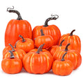 14 PCS Pumpkin Decor, Artificial Foam Fake Orange Pumpkins