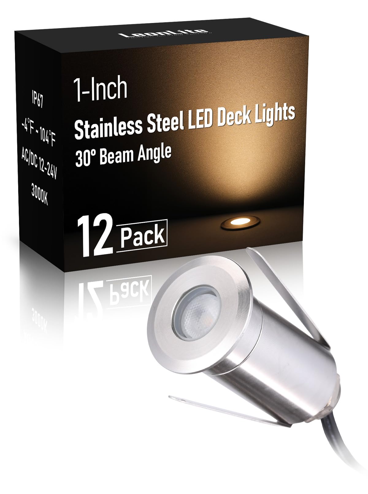 3000K Recessed Low Voltage Deck Light, Flat Round Aperture