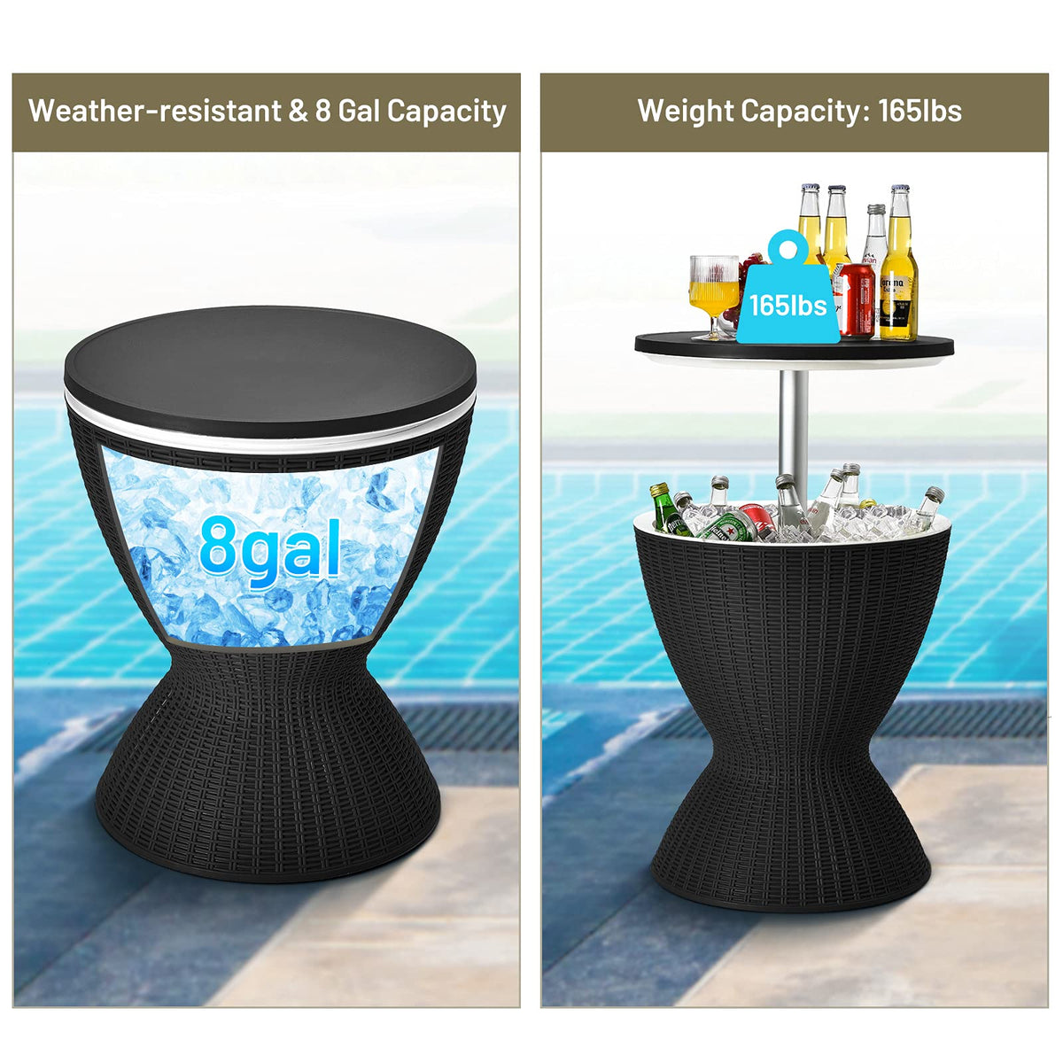 Outdoor Cooler Table, Multi-Functional Cooler Bar Table