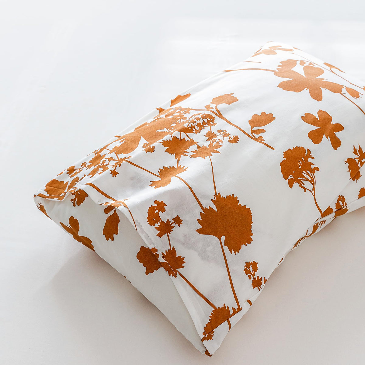 100% Cotton Duvet Cover 3 Pieces Set 1 Terracotta Botanical Patterned Duvet Cover with Zipper Ties 2 Pillowcases