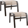 Summerville Outdoor Ottomans Textliene Patio Furniture Small Seating Furniture Aluminum Metal Footstools for Rest Set