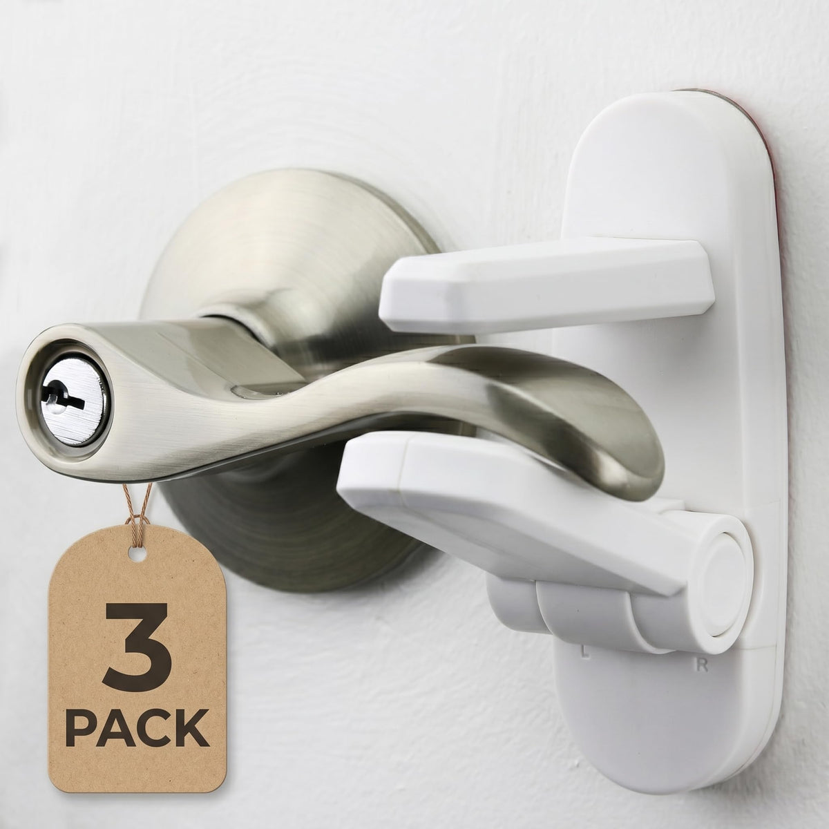 Lever Lock (3 Pack) Prevents Toddlers from Opening Doors. 3.25" L * 1.5" W * 4.5" H Easy One Hand Operation for