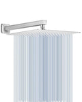 All Metal Rainfall Shower Head with Extension Arm Brushed Nickel, 12" Large Rain Square Showerhead with 16" Shower