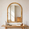 Rattan Wall Mirror, 36 x 24 - Boho Style (Natural Rattan Frame)