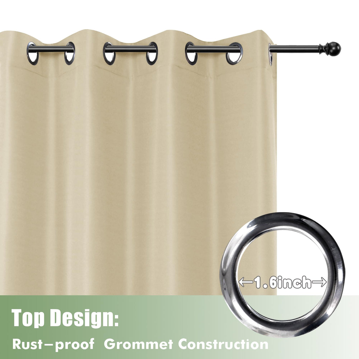 Waterproof Outdoor Curtains 6 Pcs 54x120 Inch Cream