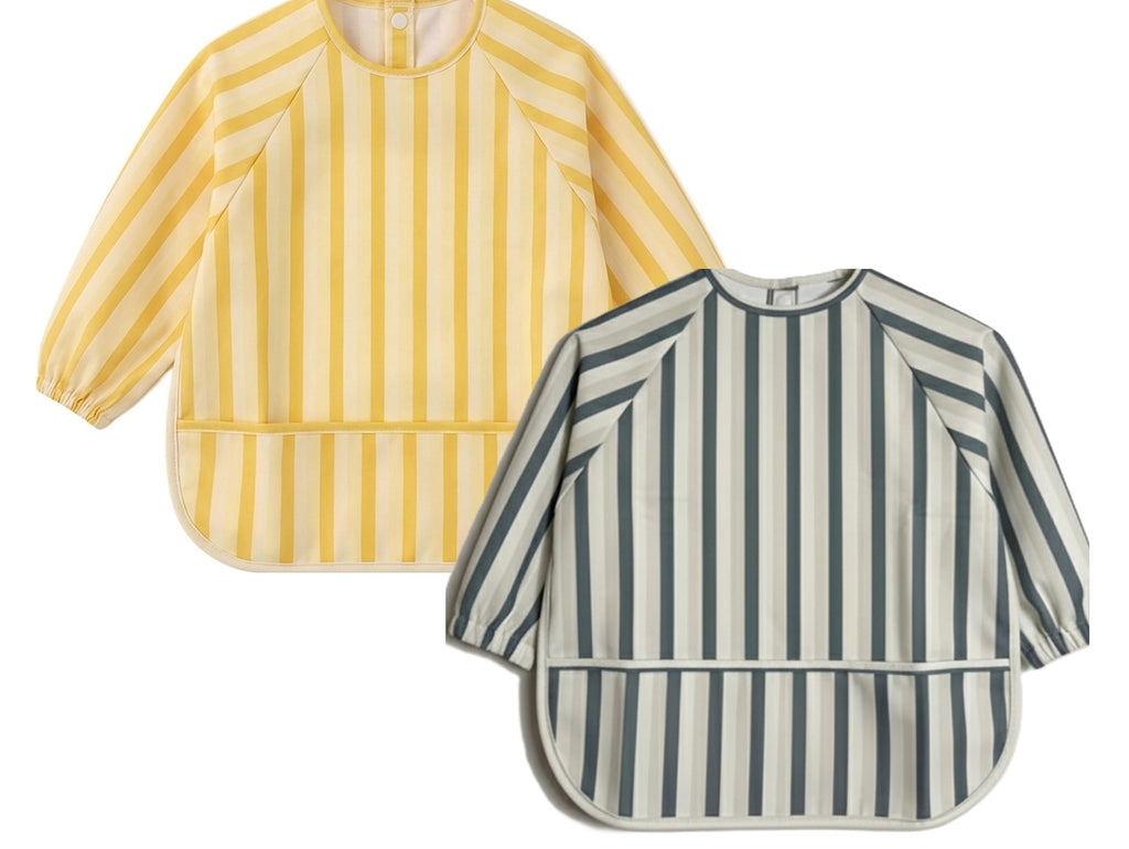 Long Sleeve Smock Bib for Babies - Waterproof Long Sleeve Baby Feeding Bib, Soft & Washable, 2 Pack (6-24 Months)