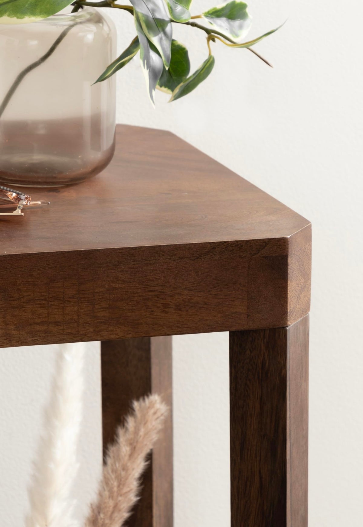 Inspired Saarinen Style Talcott Modern Square Wood Drink Table, 12 x 12 x 28, Walnut Brown, Transitional Decorative Two-Tier Pedestal Table