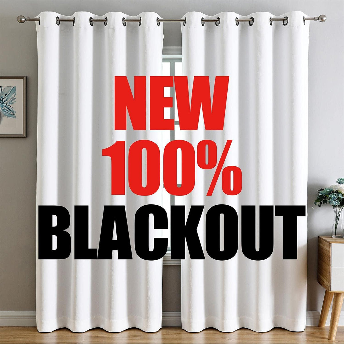 100% Blackout Curtains (Set of 2 Panels) for Bedroom Living Room White Room Darkening Window Grommet Thermal Lined