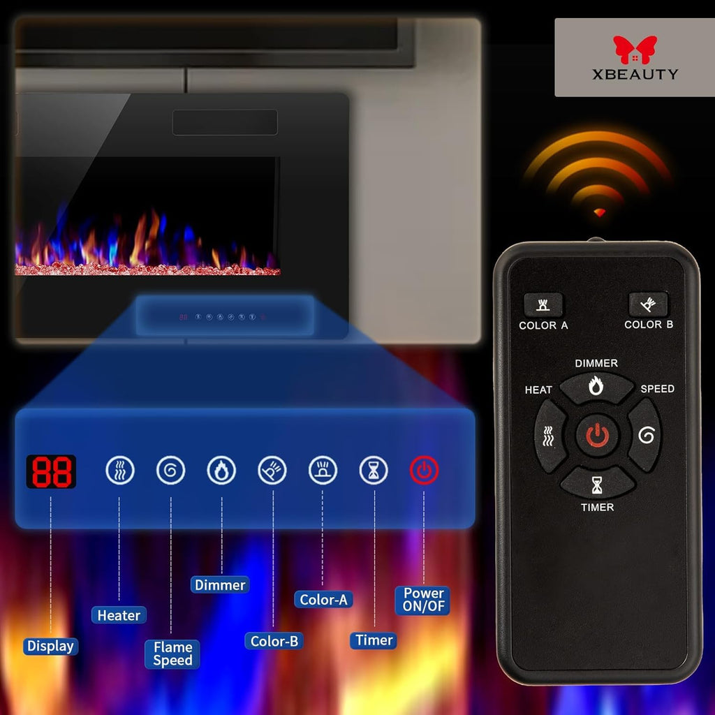 50 inch Electric Fireplace Recessed and Wall Mounted Insert Update
