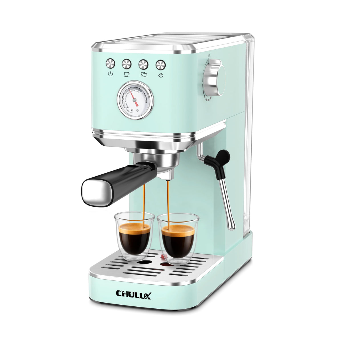 Slim Espresso Machine with Milk Frother Latte, Pastel Green