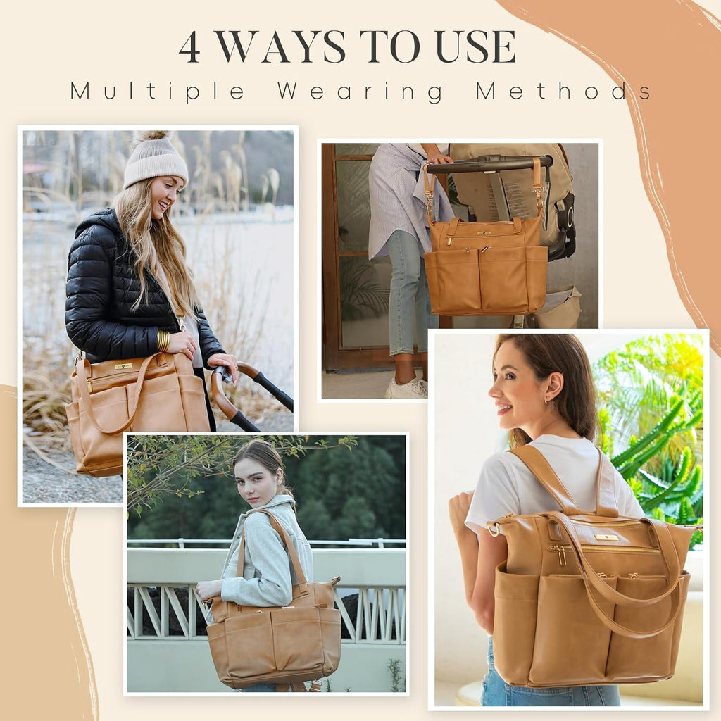 Leather Diaper Bag Backpack Baby Leather Diaper Bag Tote