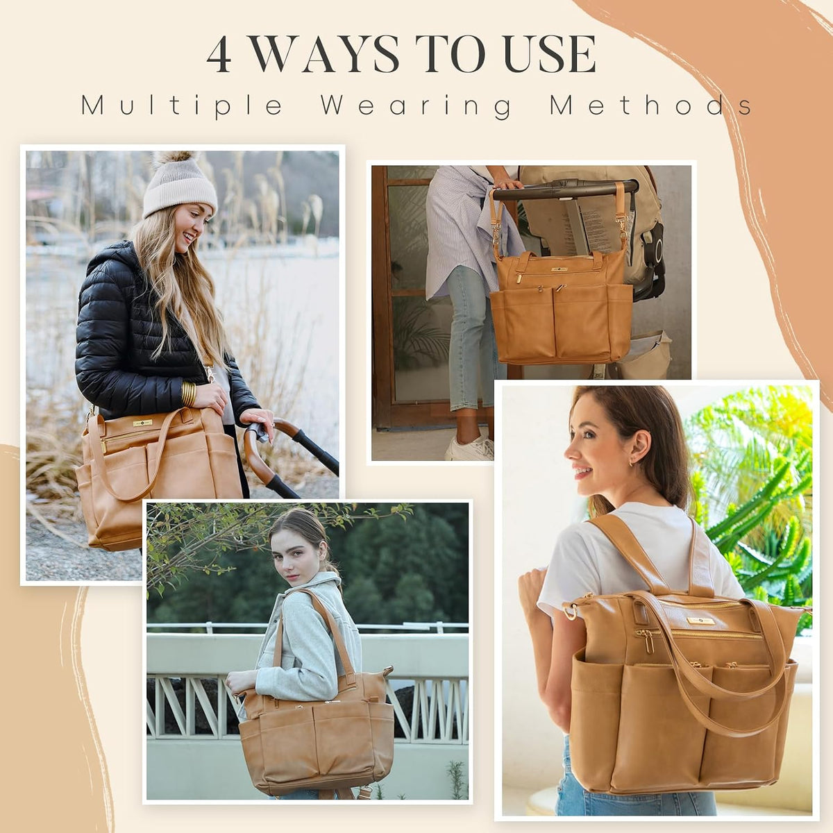 Leather Diaper Bag Backpack Baby Leather Diaper Bag Tote