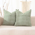 Spring Outdoor Sage Green Gingham Plaid Throw Pillow Covers 20x20 Set of 2