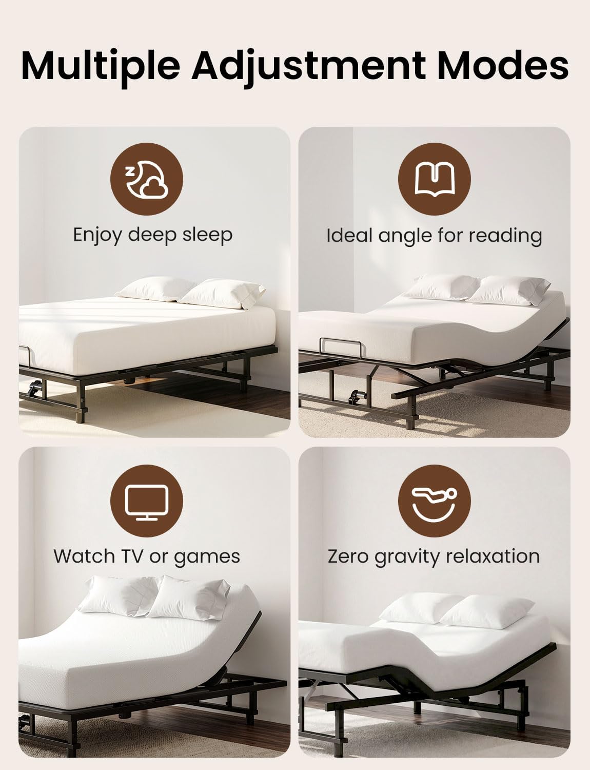 King Size Adjustable Bed Frame with Wireless Remote, Black-B