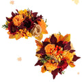 Fall Centerpieces for Tables Decorations, 2 Pcs, Red and Orange