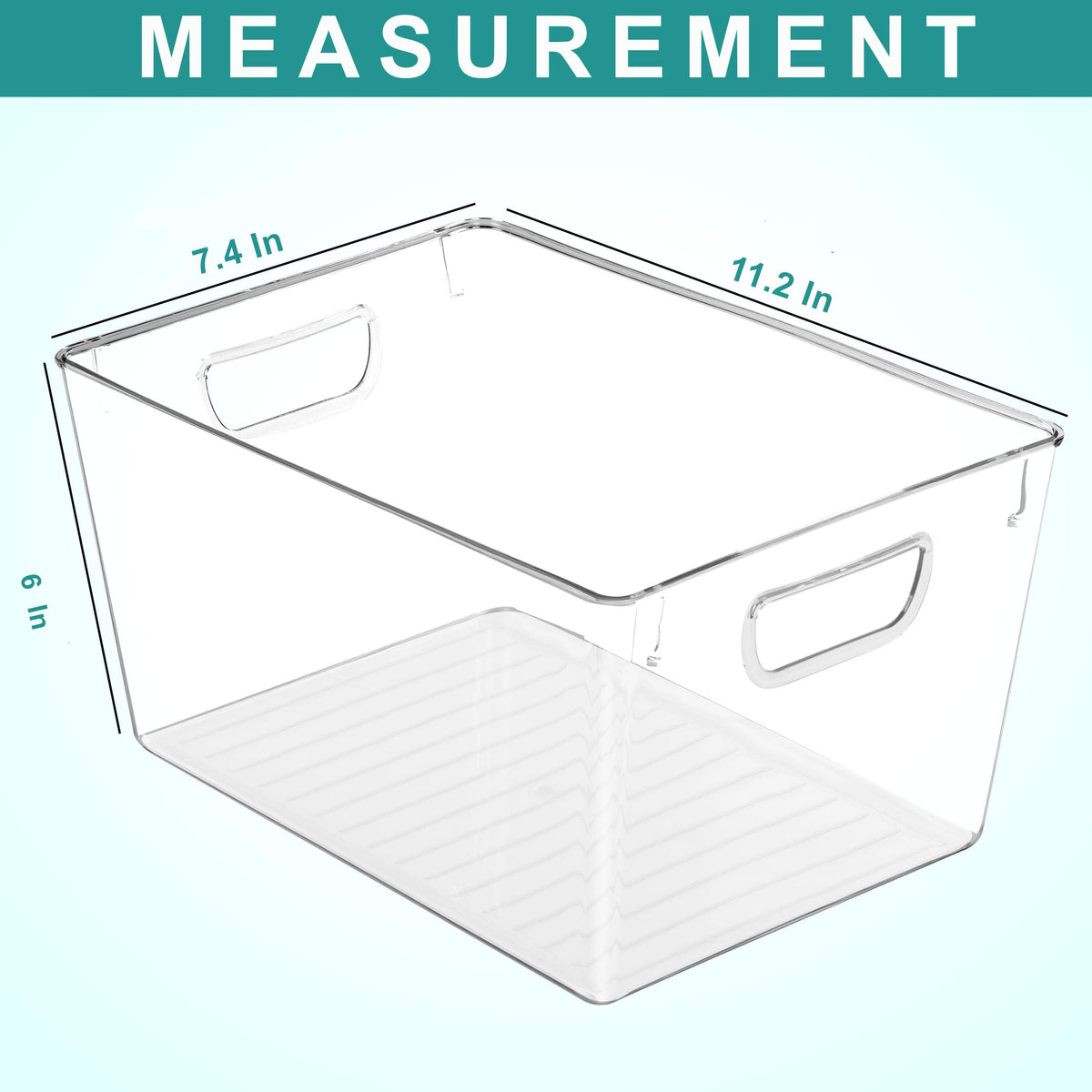 Pantry Organizers and Storage Bins, 6 Pack, Large, Clear